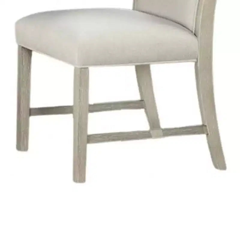 Lot de 2 chaises de salle à manger Royal Hampton, bois massif marron naturel, tissu blanc doux