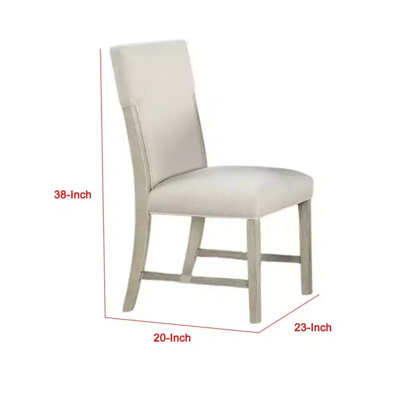 Lot de 2 chaises de salle à manger Royal Hampton, bois massif marron naturel, tissu blanc doux