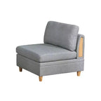 Fauteuil de canapé modulable sans accoudoirs Royal Hampton 37 pouces, tissu Dorris gris clair, bois