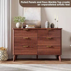 Commode à 6 tiroirs pour chambre à coucher, commode large de 120 cm avec profil incurvé
