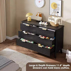 Commode à 6 tiroirs pour chambre à coucher, commode large de 120 cm avec profil incurvé