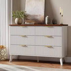 Commode à 6 tiroirs pour chambre à coucher, commode large de 120 cm avec profil incurvé