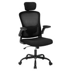 Fauteuil de bureau avec appui-tête, Chaise de bureau en maille avec soutien dorsal et accoudoirs réglables, Chaise de travail ergonomique à dossier haut et roulettes pour l'étude