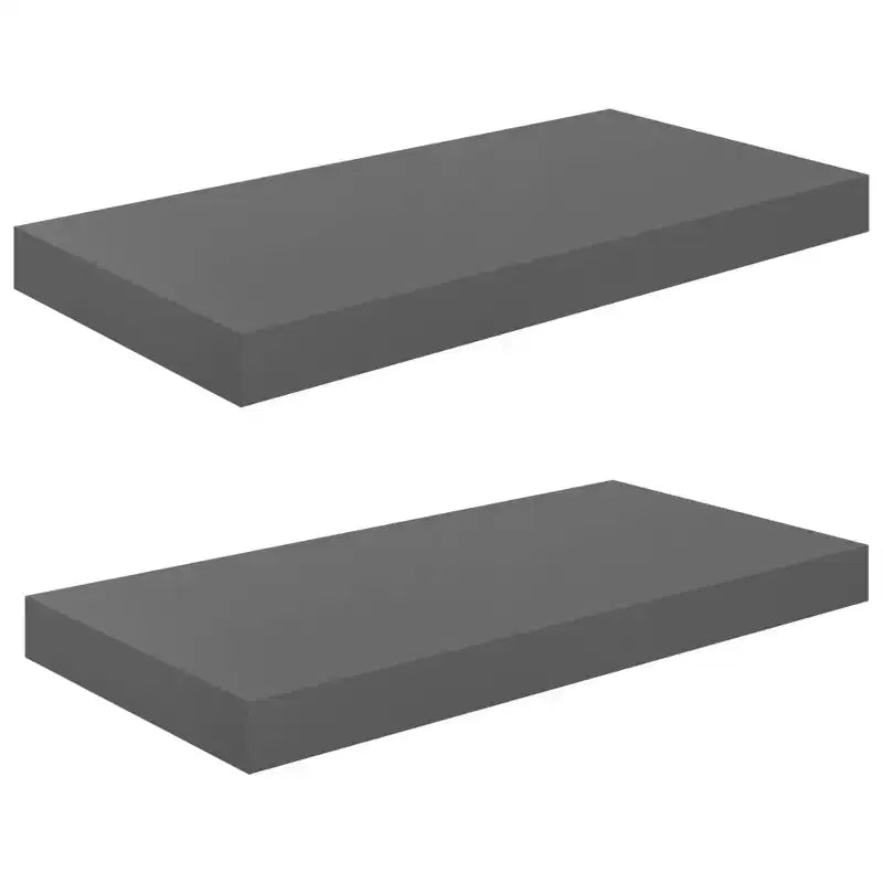 Lot de 2 étagères murales en MDF alvéolé gris brillant, métal