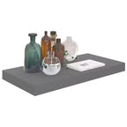 Lot de 2 étagères murales en MDF alvéolé gris brillant, métal