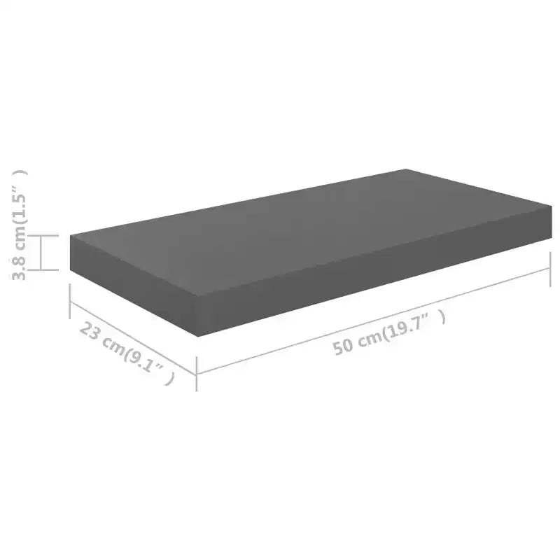 Lot de 2 étagères murales en MDF alvéolé gris brillant, métal