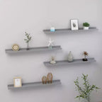 Wall Shelf Set of 4 Gray MDF 31.5x3.5x1.2 in Wall mounting