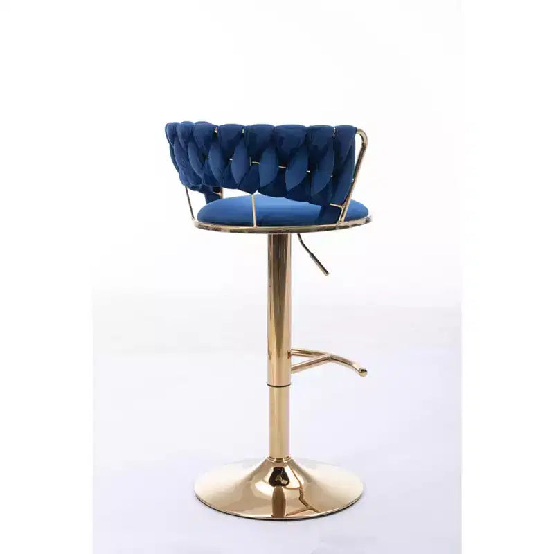 Tabourets de bar en velours Okak avec repose-pieds et base chromés (lot de 2), tabourets de bar pivotants à hauteur réglable, tabourets de comptoir.