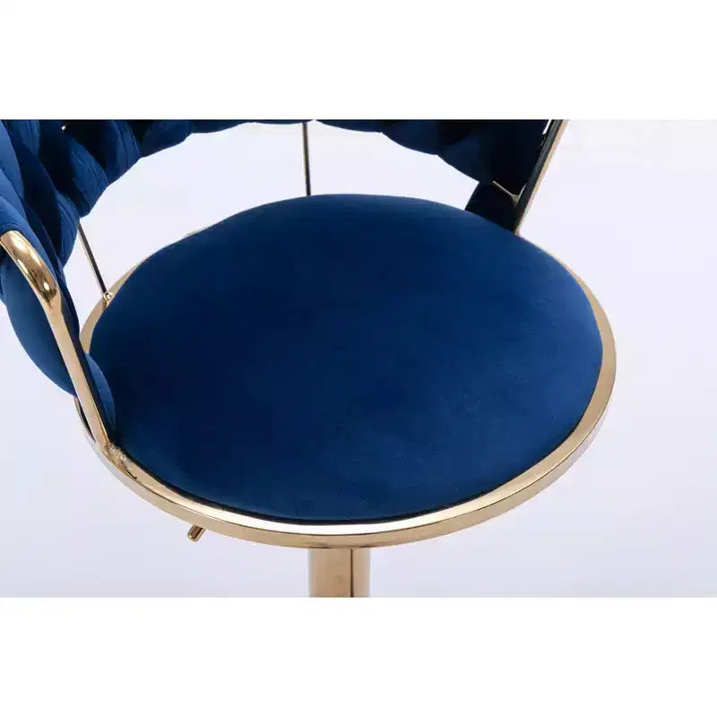 Tabourets de bar en velours Okak avec repose-pieds et base chromés (lot de 2), tabourets de bar pivotants à hauteur réglable, tabourets de comptoir.