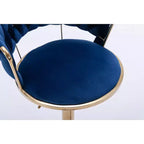 Tabourets de bar en velours Okak avec repose-pieds et base chromés (lot de 2), tabourets de bar pivotants à hauteur réglable, tabourets de comptoir.