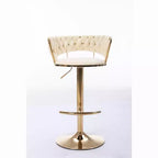 Tabourets de bar en velours Okak avec repose-pieds et base chromés (lot de 2), tabourets de bar pivotants à hauteur réglable, tabourets de comptoir.