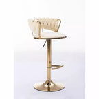 Tabourets de bar en velours Okak avec repose-pieds et base chromés (lot de 2), tabourets de bar pivotants à hauteur réglable, tabourets de comptoir.