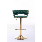 Tabourets de bar en velours Okak avec repose-pieds et base chromés (lot de 2), tabourets de bar pivotants à hauteur réglable, tabourets de comptoir.