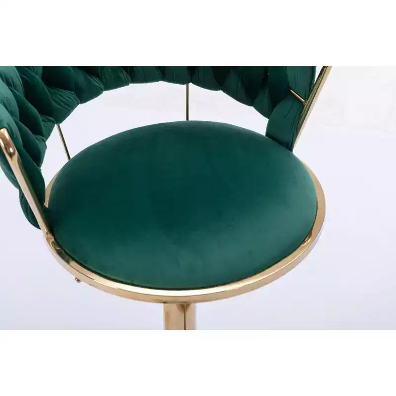 Tabourets de bar en velours Okak avec repose-pieds et base chromés (lot de 2), tabourets de bar pivotants à hauteur réglable, tabourets de comptoir.