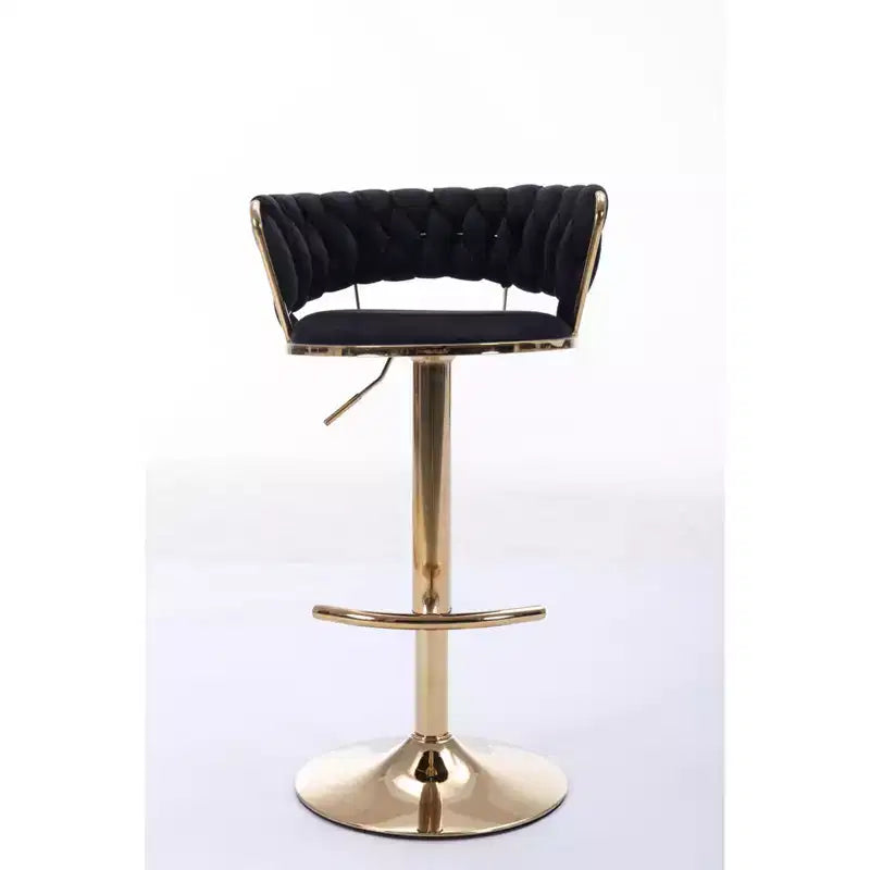 Tabourets de bar en velours Okak avec repose-pieds et base chromés (lot de 2), tabourets de bar pivotants à hauteur réglable, tabourets de comptoir.
