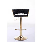 Tabourets de bar en velours Okak avec repose-pieds et base chromés (lot de 2), tabourets de bar pivotants à hauteur réglable, tabourets de comptoir.