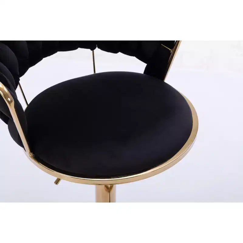 Tabourets de bar en velours Okak avec repose-pieds et base chromés (lot de 2), tabourets de bar pivotants à hauteur réglable, tabourets de comptoir.