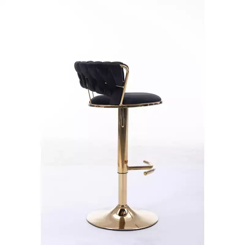 Tabourets de bar en velours Okak avec repose-pieds et base chromés (lot de 2), tabourets de bar pivotants à hauteur réglable, tabourets de comptoir.