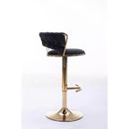 Tabourets de bar en velours Okak avec repose-pieds et base chromés (lot de 2), tabourets de bar pivotants à hauteur réglable, tabourets de comptoir.