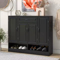 Okak Modern Freestanding Shoe Cabinet Side Board with Adjustable Shelves/Flip Drawers,Minimalist Shoe Rack for Corridors, Entrances
