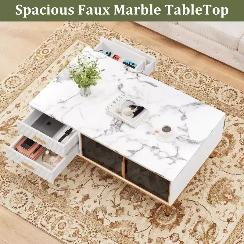 Table basse cannelée moderne, Table basse pour salon, Petite table basse cannelée