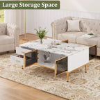 Table basse cannelée moderne, Table basse pour salon, Petite table basse cannelée