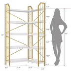 GustoWave Étagère d'angle à 5 niveaux 72 cm de haut, bibliothèque en L, étagère de rangement avec cadre en métal