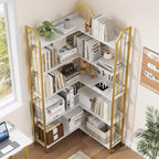 GustoWave Étagère d'angle à 5 niveaux 72 cm de haut, bibliothèque en L, étagère de rangement avec cadre en métal