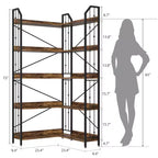 GustoWave Étagère d'angle à 5 niveaux 72 cm de haut, bibliothèque en L, étagère de rangement avec cadre en métal
