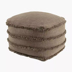 HomeRoots 18 Brown Cotton Striped Pouf Ottoman