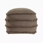 HomeRoots Pouf Ottoman rayé en coton marron 18 po