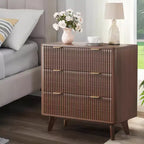 Tables de chevet modernes (lot de 2), tables de chevet cannelées avec plateau imitation marbre, grandes tables de chevet à 3 tiroirs, tables de chevet d'appoint incurvées de 32 de large