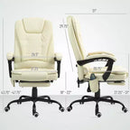 Fauteuil de bureau massant 7 points avec dossier haut, support lombaire et repose-pieds