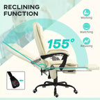 Fauteuil de bureau massant 7 points avec dossier haut, support lombaire et repose-pieds