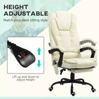Fauteuil de bureau massant 7 points avec dossier haut, support lombaire et repose-pieds