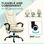 Fauteuil de bureau massant 7 points avec dossier haut, support lombaire et repose-pieds