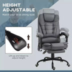 Fauteuil de bureau massant 7 points avec dossier haut, support lombaire et repose-pieds