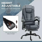 Fauteuil de bureau massant 7 points avec dossier haut, support lombaire et repose-pieds