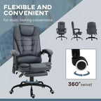 Fauteuil de bureau massant 7 points avec dossier haut, support lombaire et repose-pieds