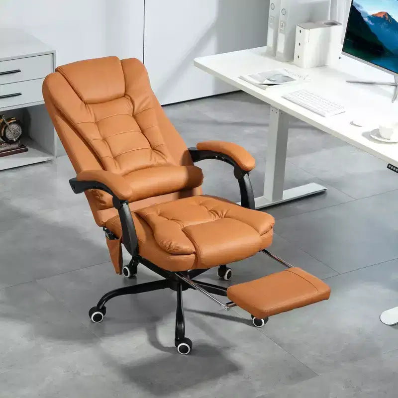 Fauteuil de bureau massant 7 points avec dossier haut, support lombaire et repose-pieds