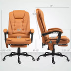 Fauteuil de bureau massant 7 points avec dossier haut, support lombaire et repose-pieds