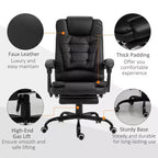 Fauteuil de bureau massant 7 points avec dossier haut, support lombaire et repose-pieds