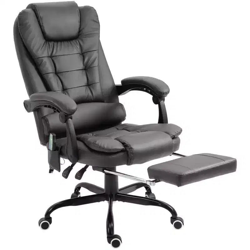 Fauteuil de bureau massant 7 points avec dossier haut, support lombaire et repose-pieds