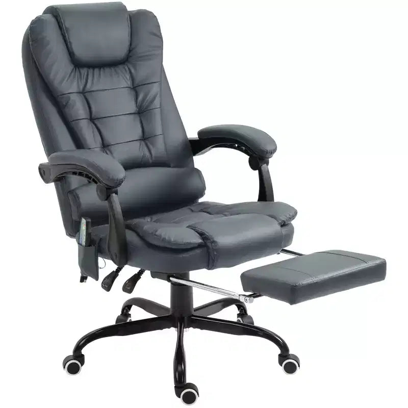Fauteuil de bureau massant 7 points avec dossier haut, support lombaire et repose-pieds