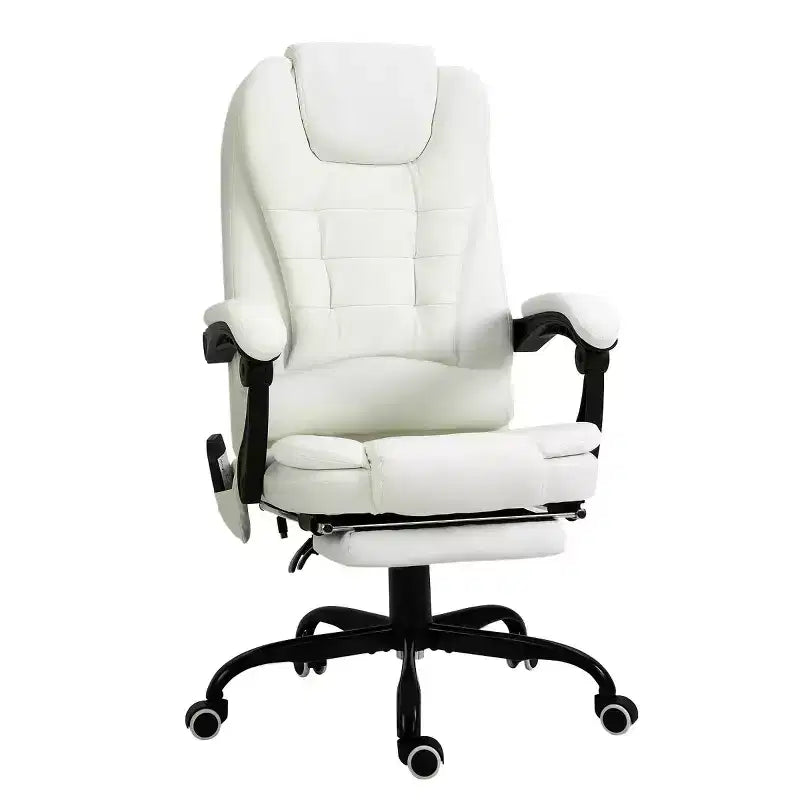 Fauteuil de bureau massant 7 points avec dossier haut, support lombaire et repose-pieds