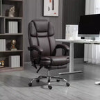 Chaise de bureau de massage vibrant à 6 points, chaise d'ordinateur inclinable en cuir PU avec hauteur réglable