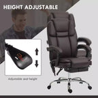 Chaise de bureau de massage vibrant à 6 points, chaise d'ordinateur inclinable en cuir PU avec hauteur réglable