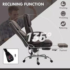 Chaise de bureau de massage vibrant à 6 points, chaise d'ordinateur inclinable en cuir PU avec hauteur réglable
