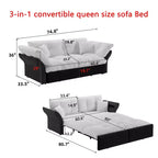 MAYEERTY Canapé-lit escamotable Queen 74,8 pouces, canapé-lit convertible 3 en 1 capitonné avec 2 oreillers moelleux, causeuse multifonctionnelle en velours bleu