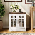 Modern White MDF End Table Nightstand with Charging Station, Adjustable Glass Door & Storage | Compact Functional Bedside Table for Bedroom